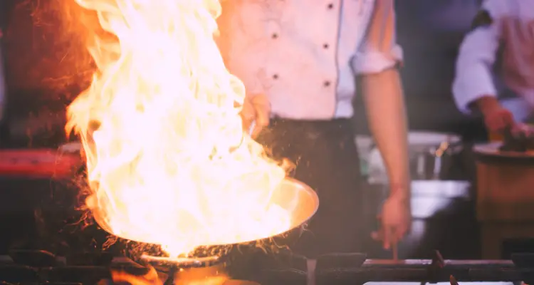 pan with big flames